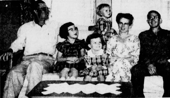 Darsey family newspaper photograph, 25 October 1956