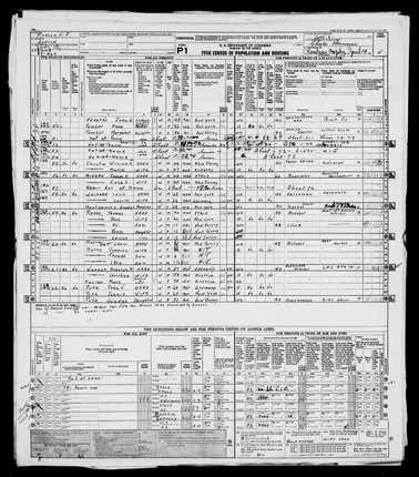 US1950 census: Joseph E and Viola S Minero