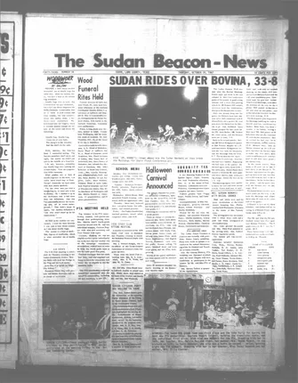 Wood family funeral notice, Sudan Beacon News 1967-10-19 - page 1