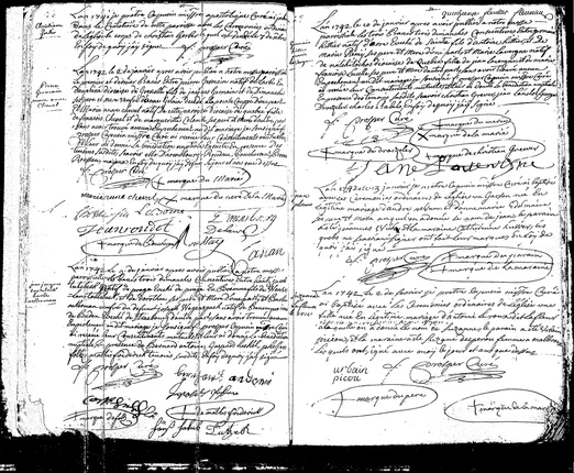 Barbe Ackerman widow remarriage, 9 January 1742 - original register
