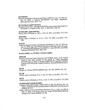 Waguespack sacramental abstracts, printed 135 and 383 - page 1