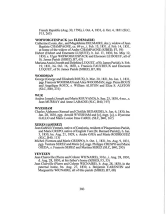 Waguespack sacramental abstracts, printed 135 and 383 - page 2