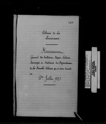 1727 Louisiana census - copied title frame 608