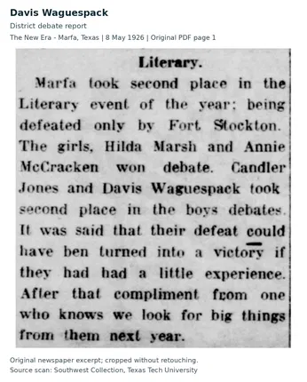 davis waguespack debate 1926 05 08