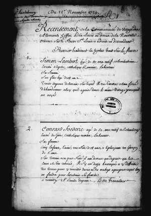 Original 1724 Louisiana census - title page
