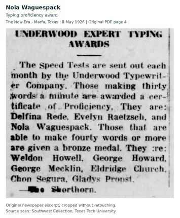 nola waguespack typing 1926 05 08